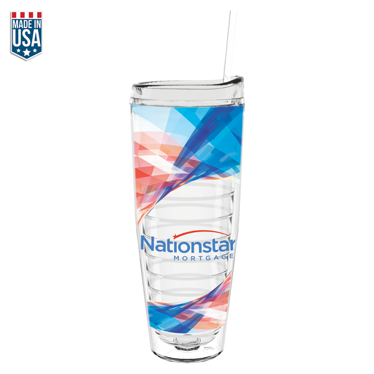 Clear 26 Oz Made In The U.S.A Tumbler with Lid & Straw