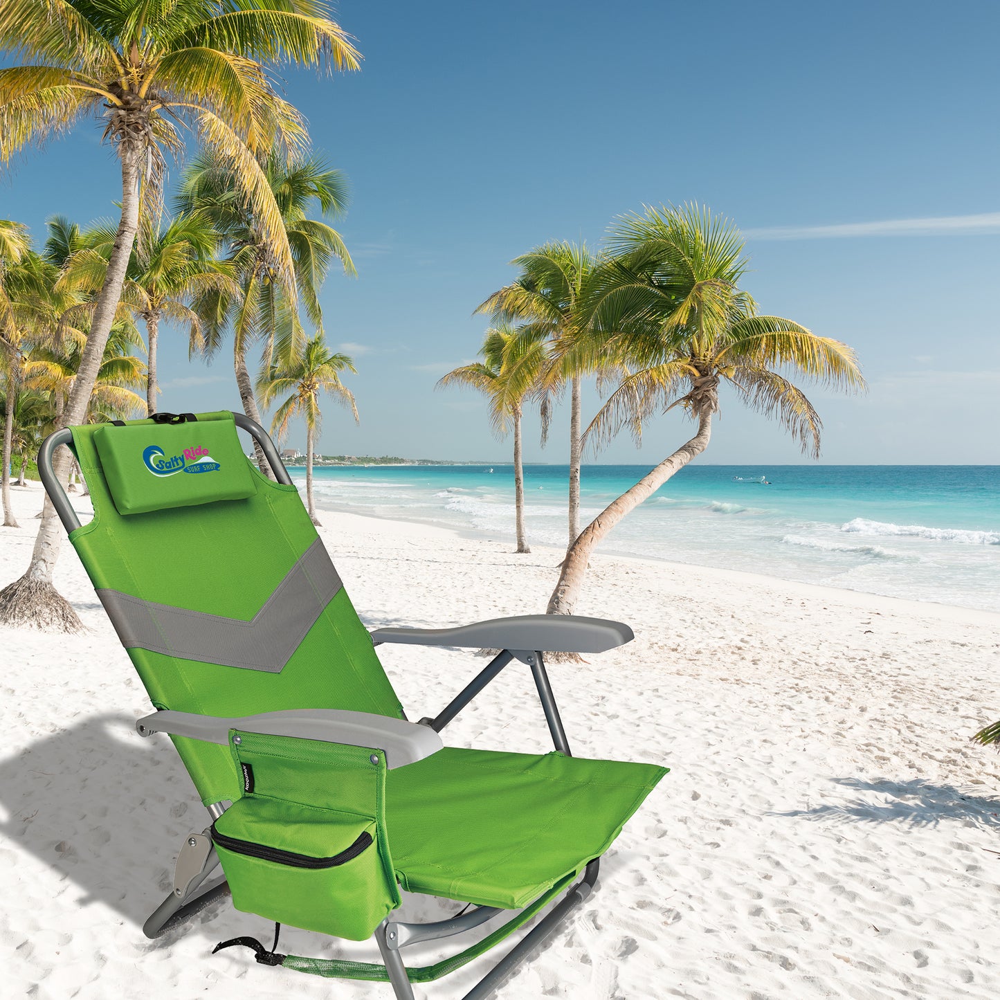 Front View of Lime Koozie® Clearwater Beach Backpack Chair