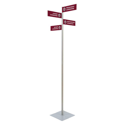 Wayfinding Rectangle Sign Post Kit (with Four Double-Sided Imprinted Signs)