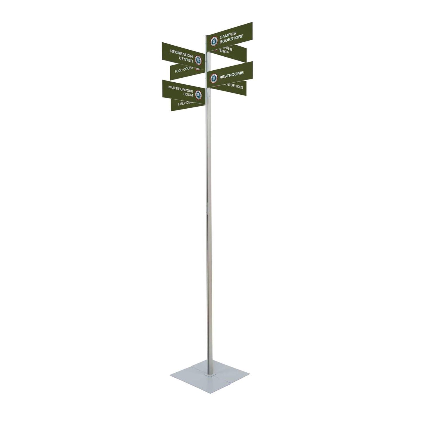 Wayfinding Rectangle Sign Post Kit (with Eight Double-Sided Imprinted Signs)