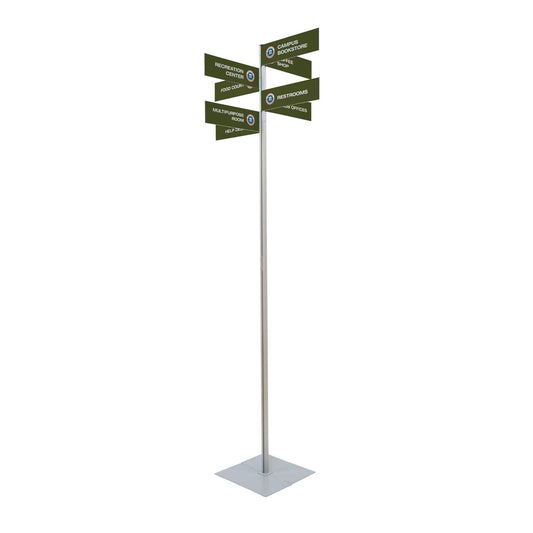 Wayfinding Rectangle Sign Post Kit (with Eight Double-Sided Imprinted Signs)