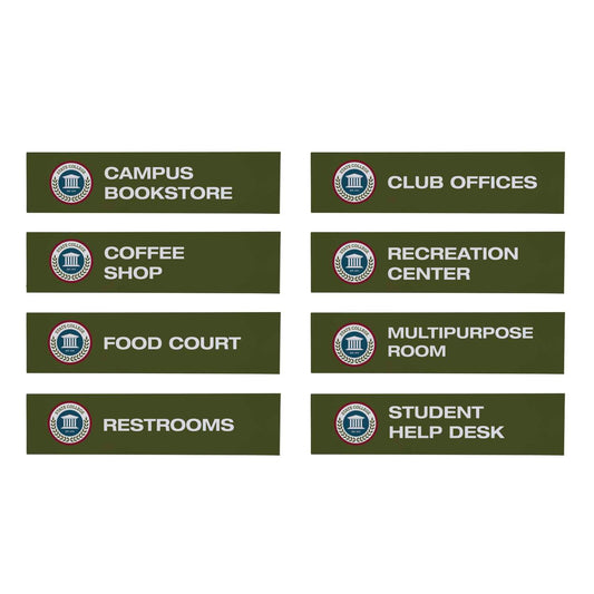 Wayfinding Rectangle Sign Post Set of Eight Graphic Signs