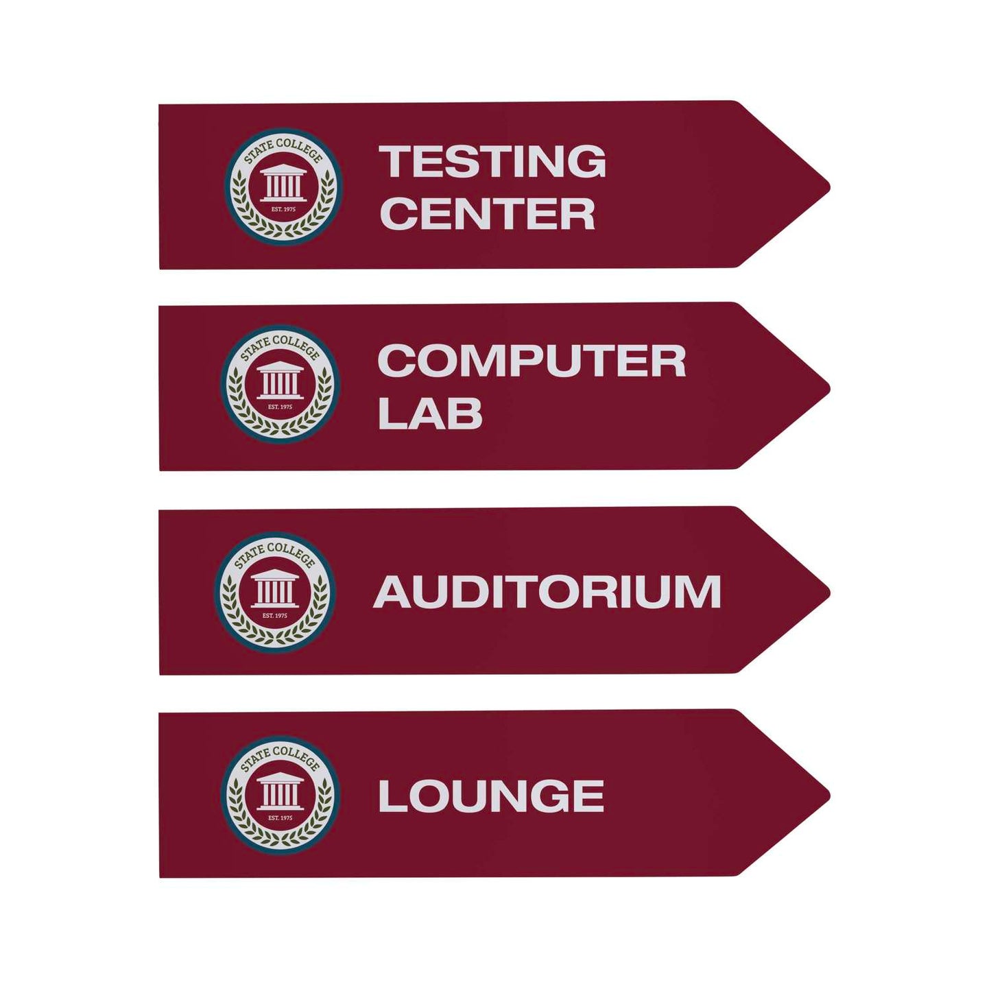 Wayfinding Arrow Sign Post Set of Four Graphic Signs