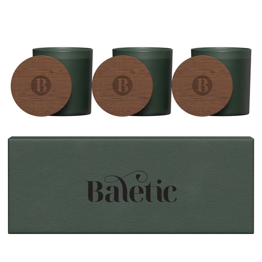 Vista glass candle 3-pack with acacia wood lids