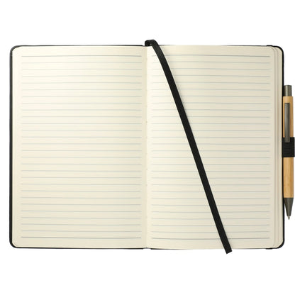 Front View of Black 5.5" x 8.5" Cactus Leather Bound Journal