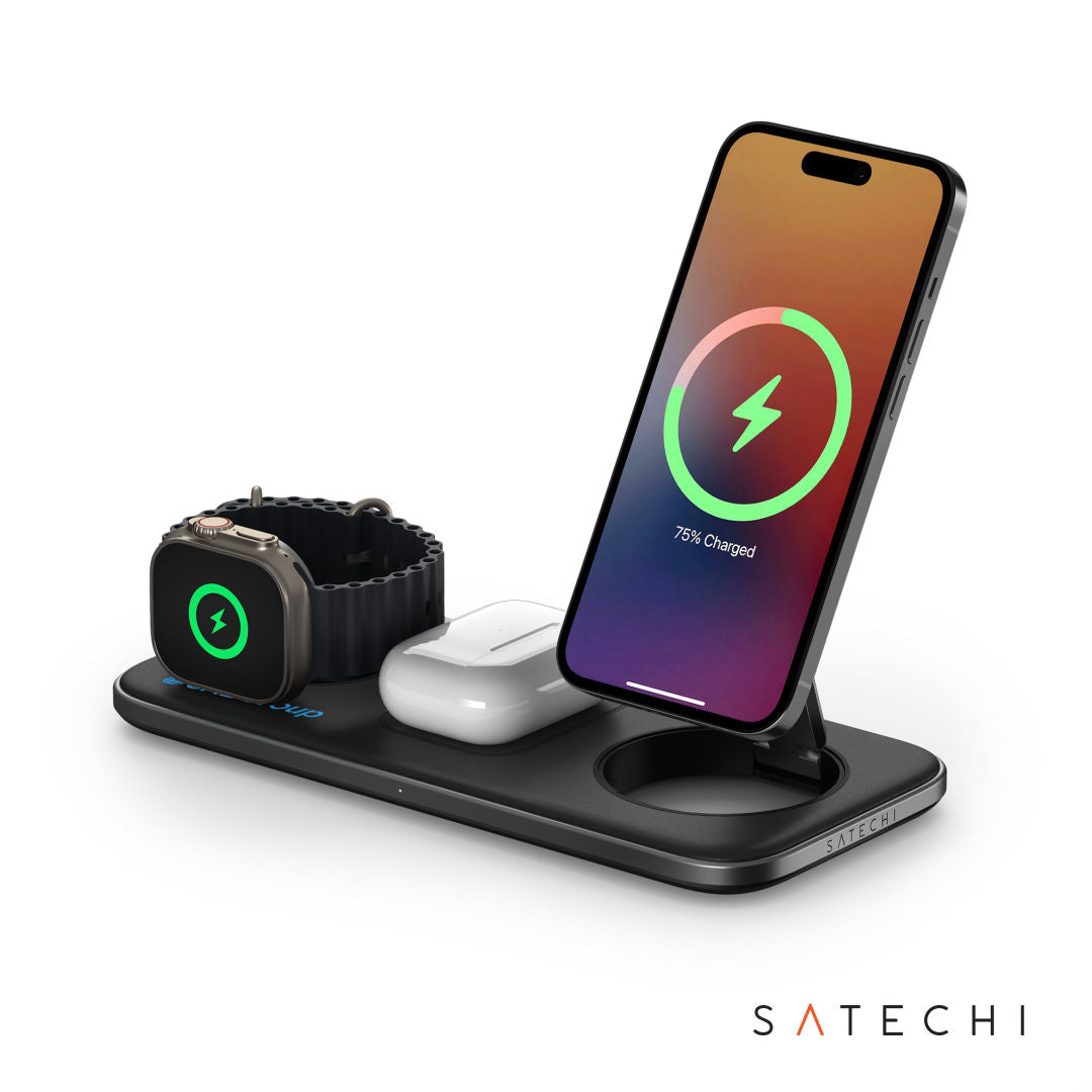 SATECHI® Qi2 Trio Wireless Charging Pad w/Type A,C,G Plugs