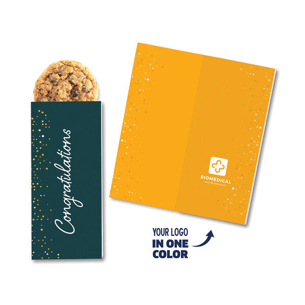 One Color Foil-Stamped Stock Congratulations Sweeter Cards with Oatmeal Raisin Cookies