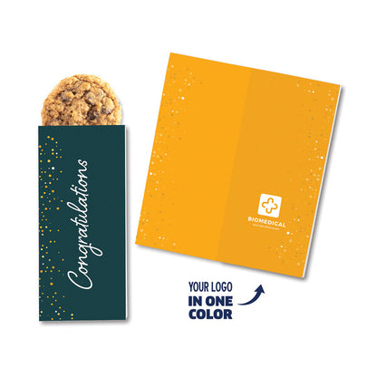 One Color Foil-Stamped Stock Congratulations Sweeter Cards with Oatmeal Raisin Cookies