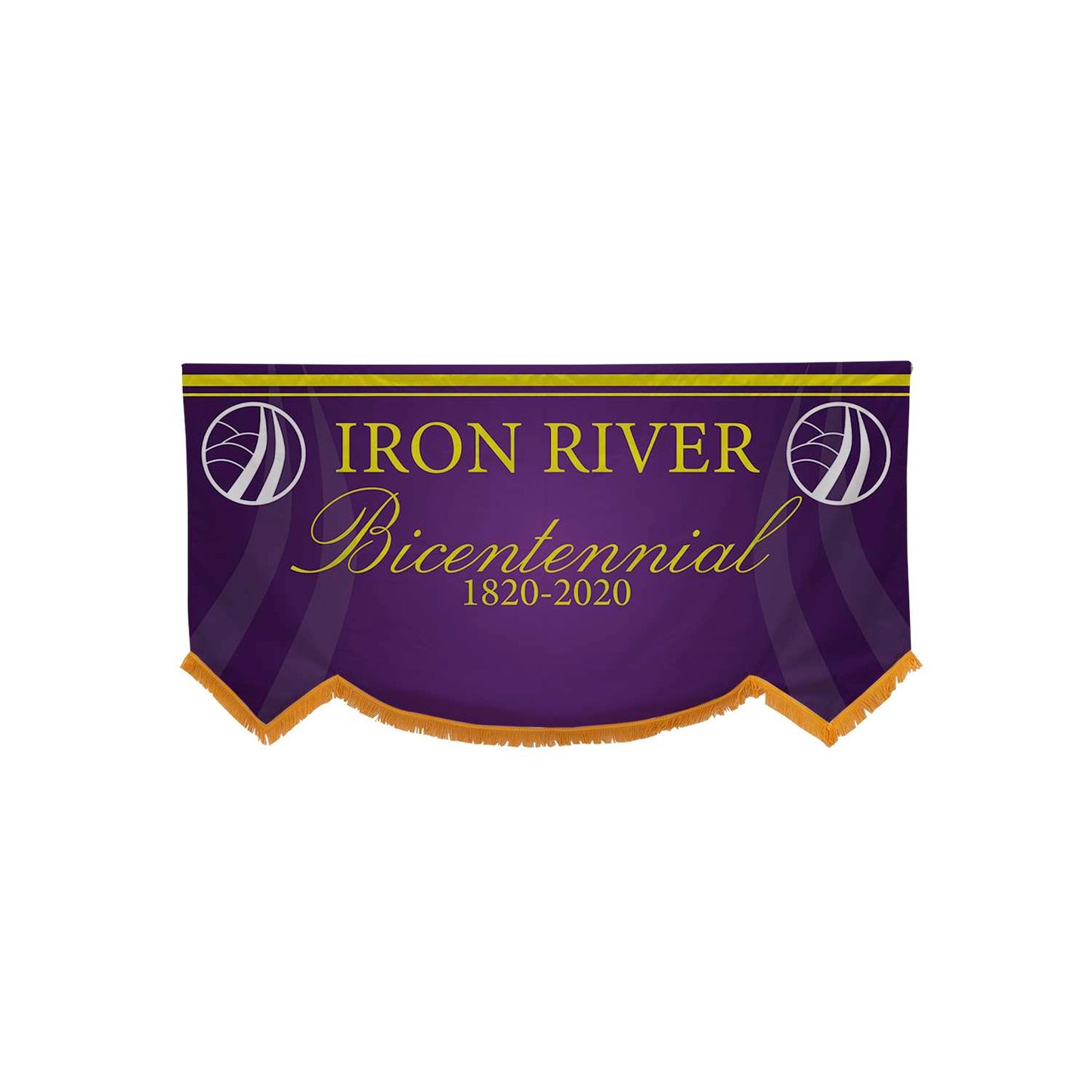 3' x 6' Parade Banner Scallop Bottom Graphic with Gold Fringe