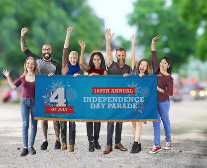 3' x 8' Parade Banner Straight Bottom Kit with Gold Fringe