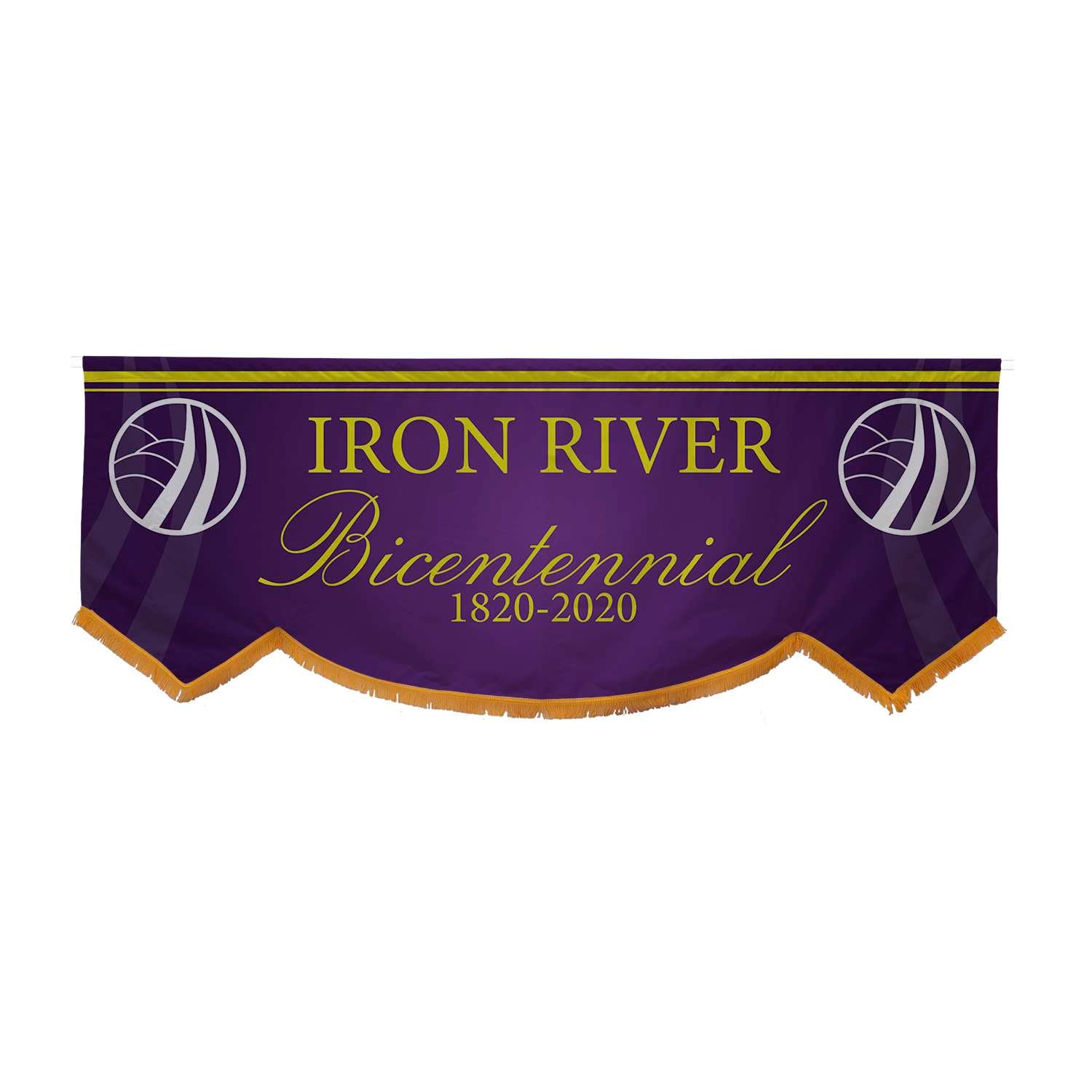 3' x 8' Parade Banner Scallop Bottom with Gold Fringe