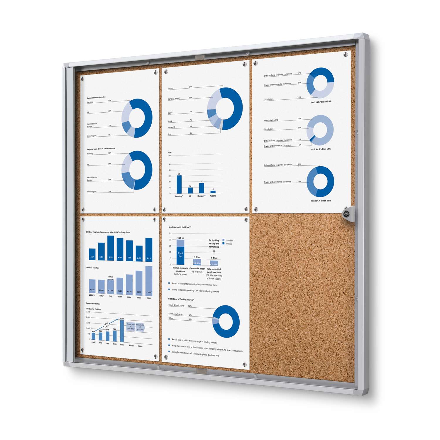 28"W x 26"H Cork Indoor Enclosed Bulletin Board Economy