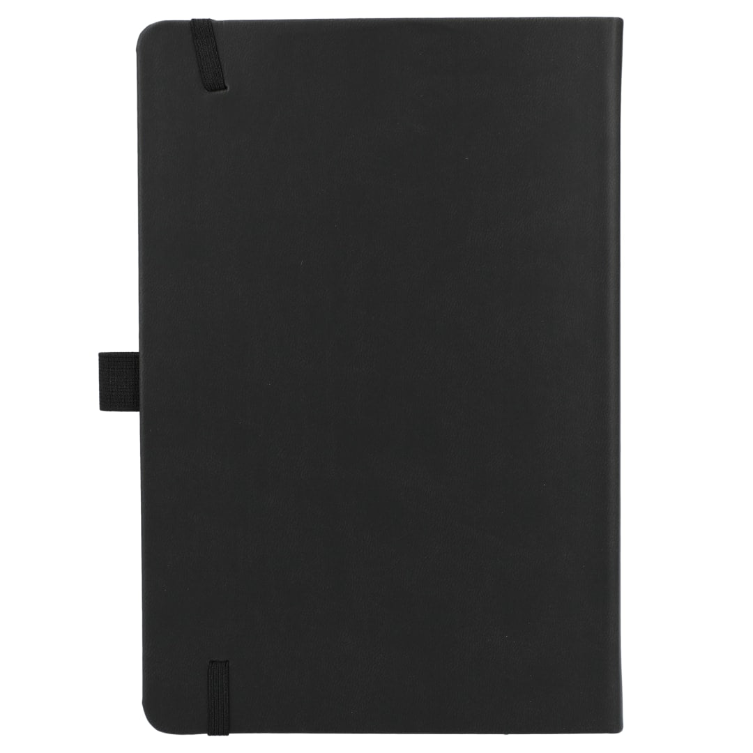 Front View of Black 5.5" x 8.5” Mano Recycled Hard Bound Journal