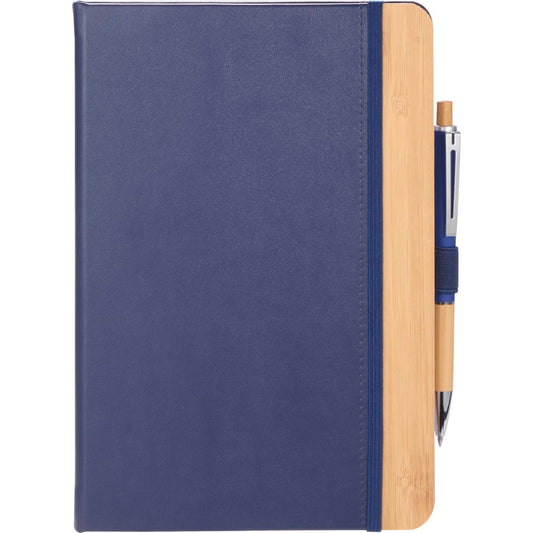 Front View of Black 5.5” x 8.5” FSC® Recycled Kia Bamboo Journal