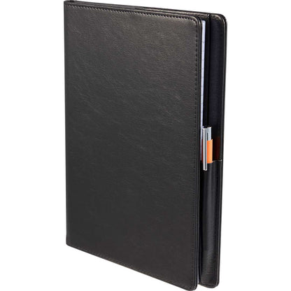 Front View of Black 7" x 10" FSC® Recycled Morano Refillable Journal