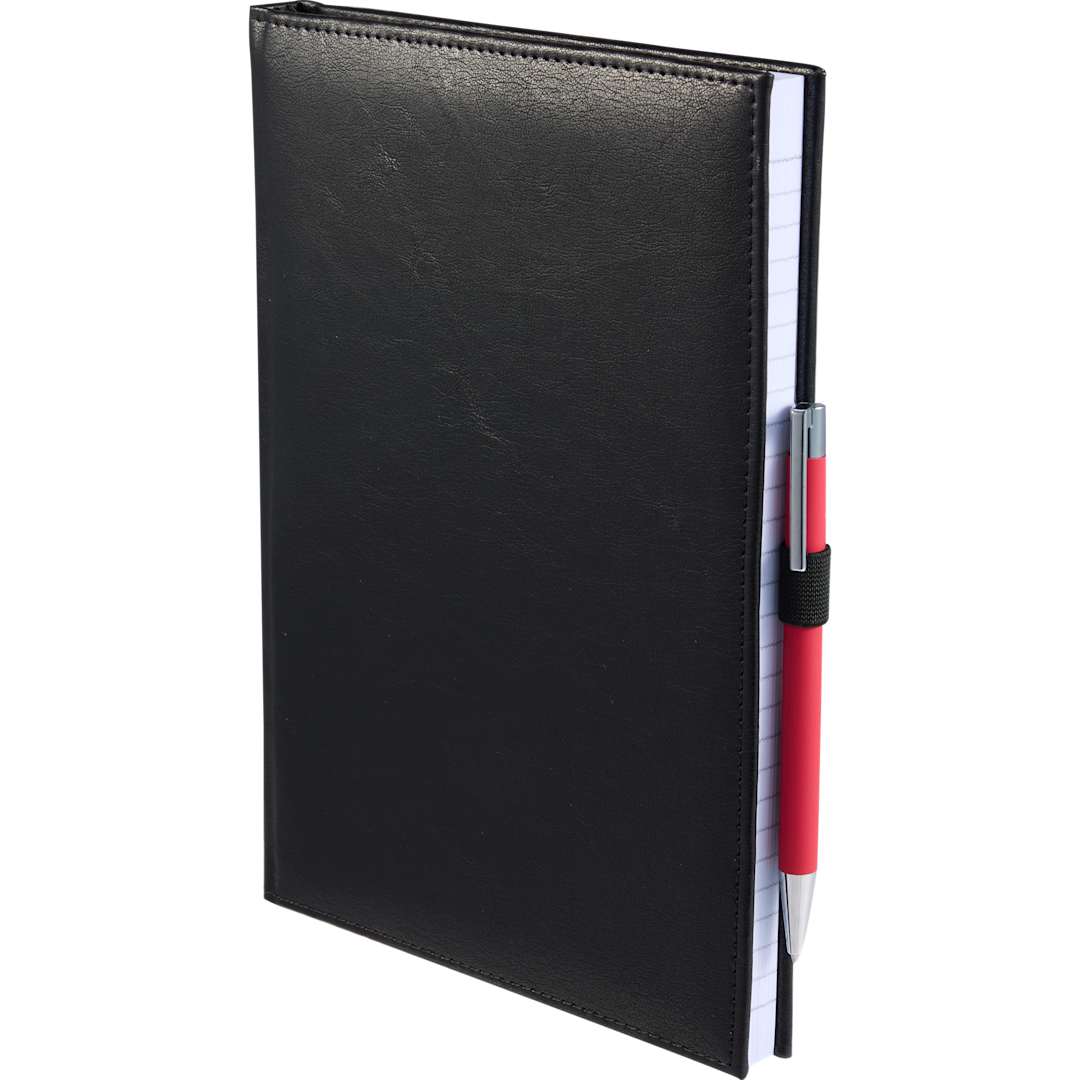 Front View of Black 7" x 10" FSC® Recycled Morano Large Journal