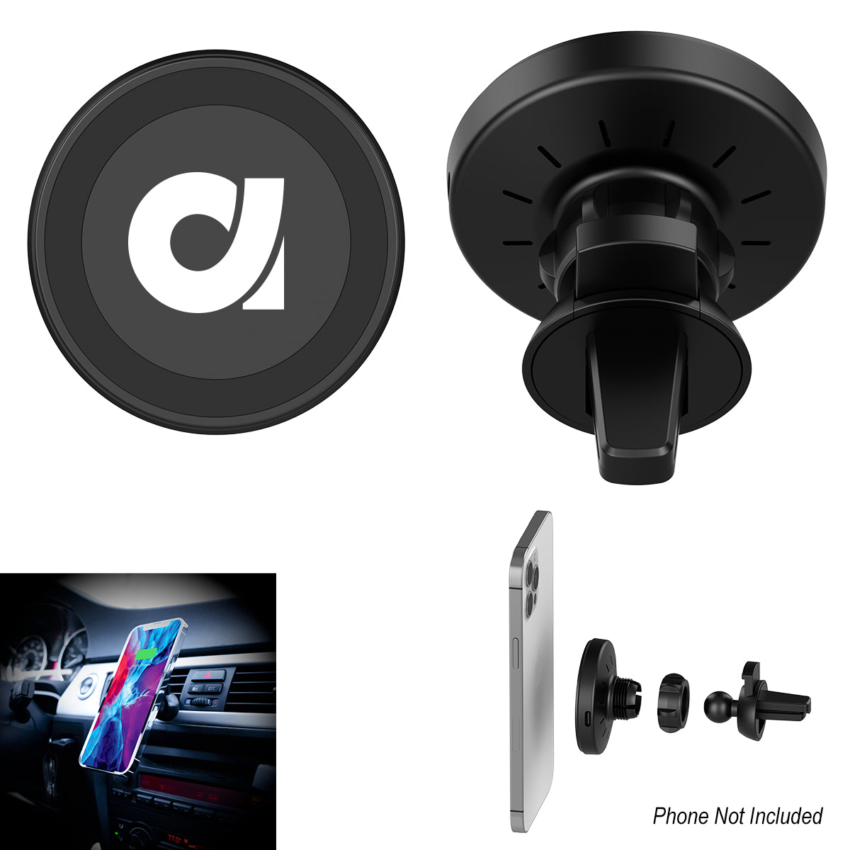 BLACK PhoneSuit Mag Max Car Mount & Wireless Charger