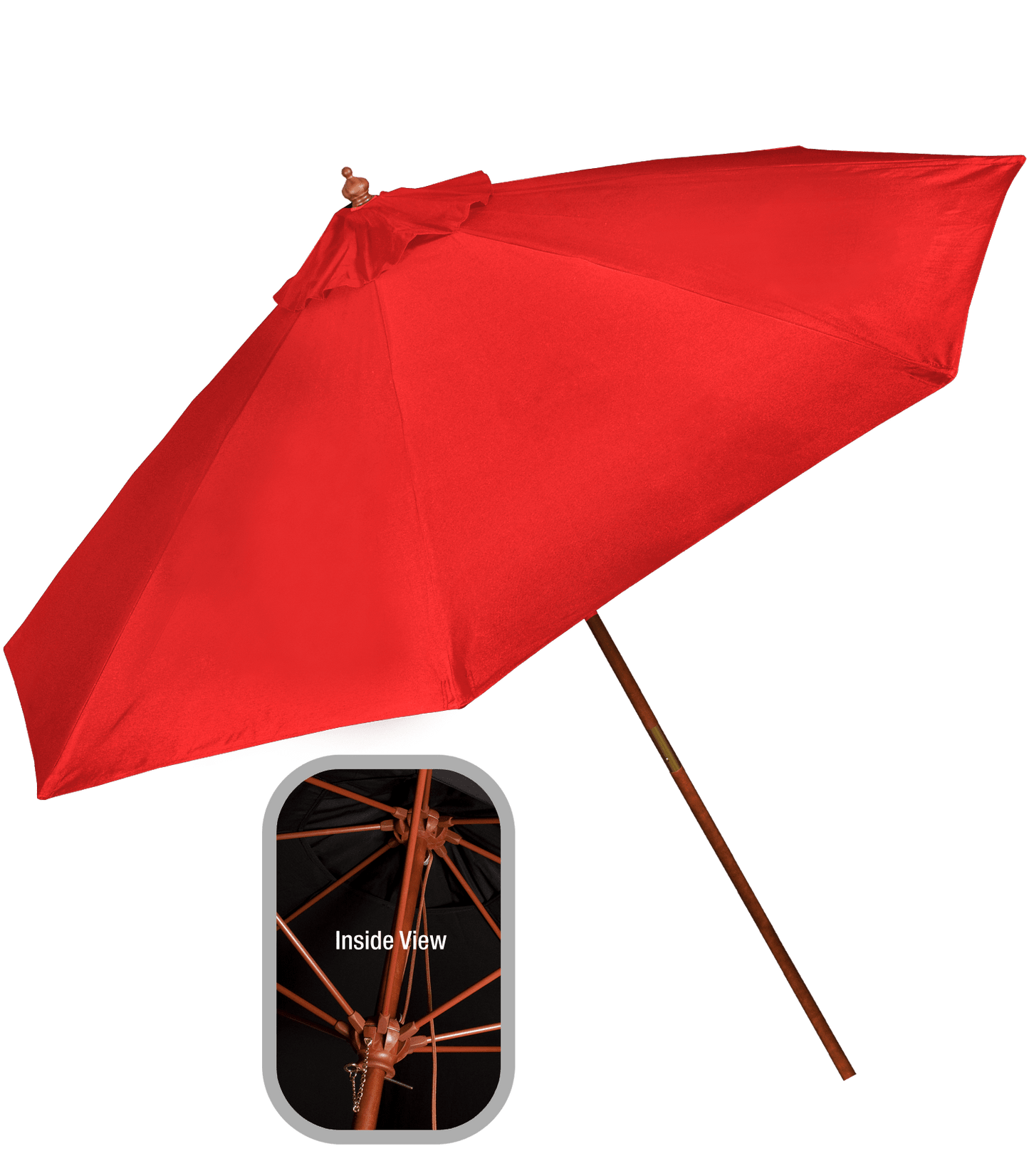 9' Wooden Polyester Market Umbrella