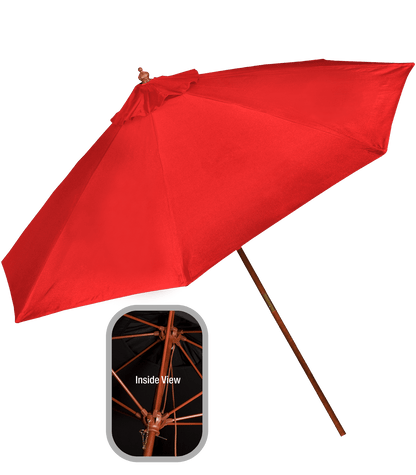 9' Wooden Polyester Market Umbrella