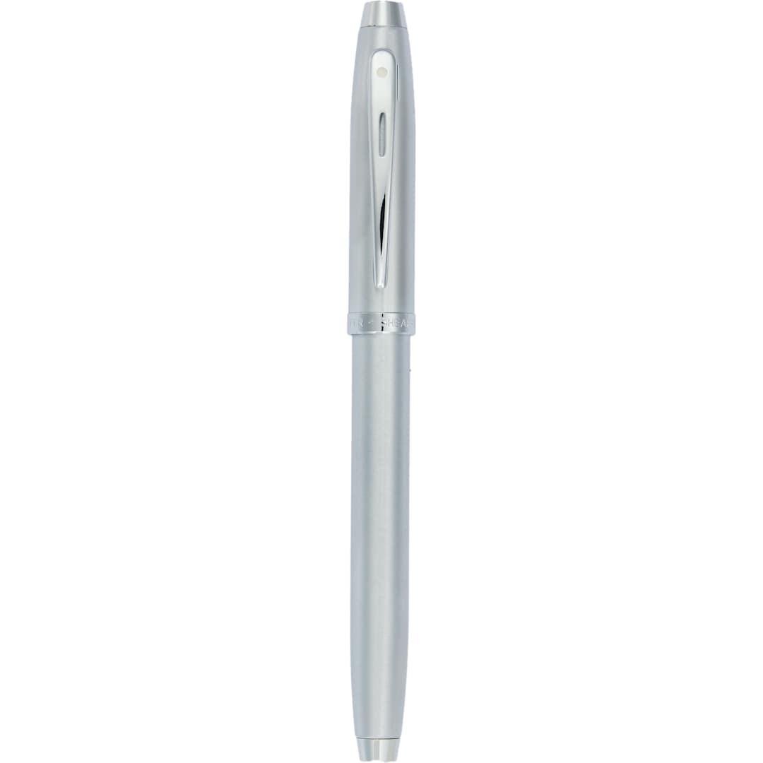 Front View of Silver Sheaffer® 100 Brushed Chrome Roller Ball