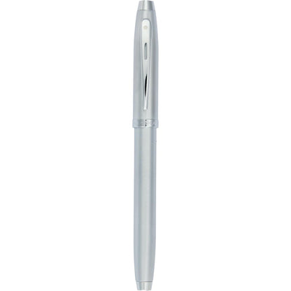 Front View of Silver Sheaffer® 100 Brushed Chrome Roller Ball