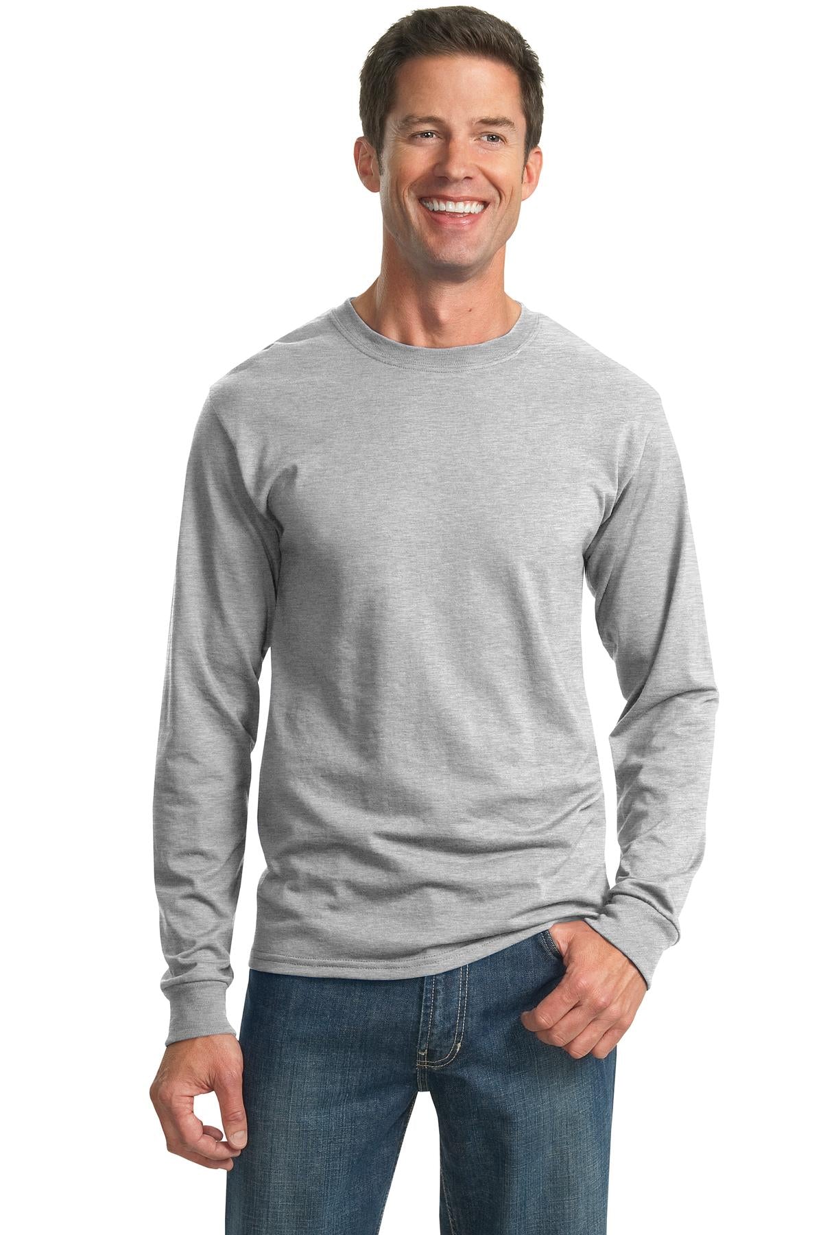 Front View of Ash Jerzees - Dri-Power 50/50 Cotton/Poly Long Sleeve T-Shirt. 29LS  - S