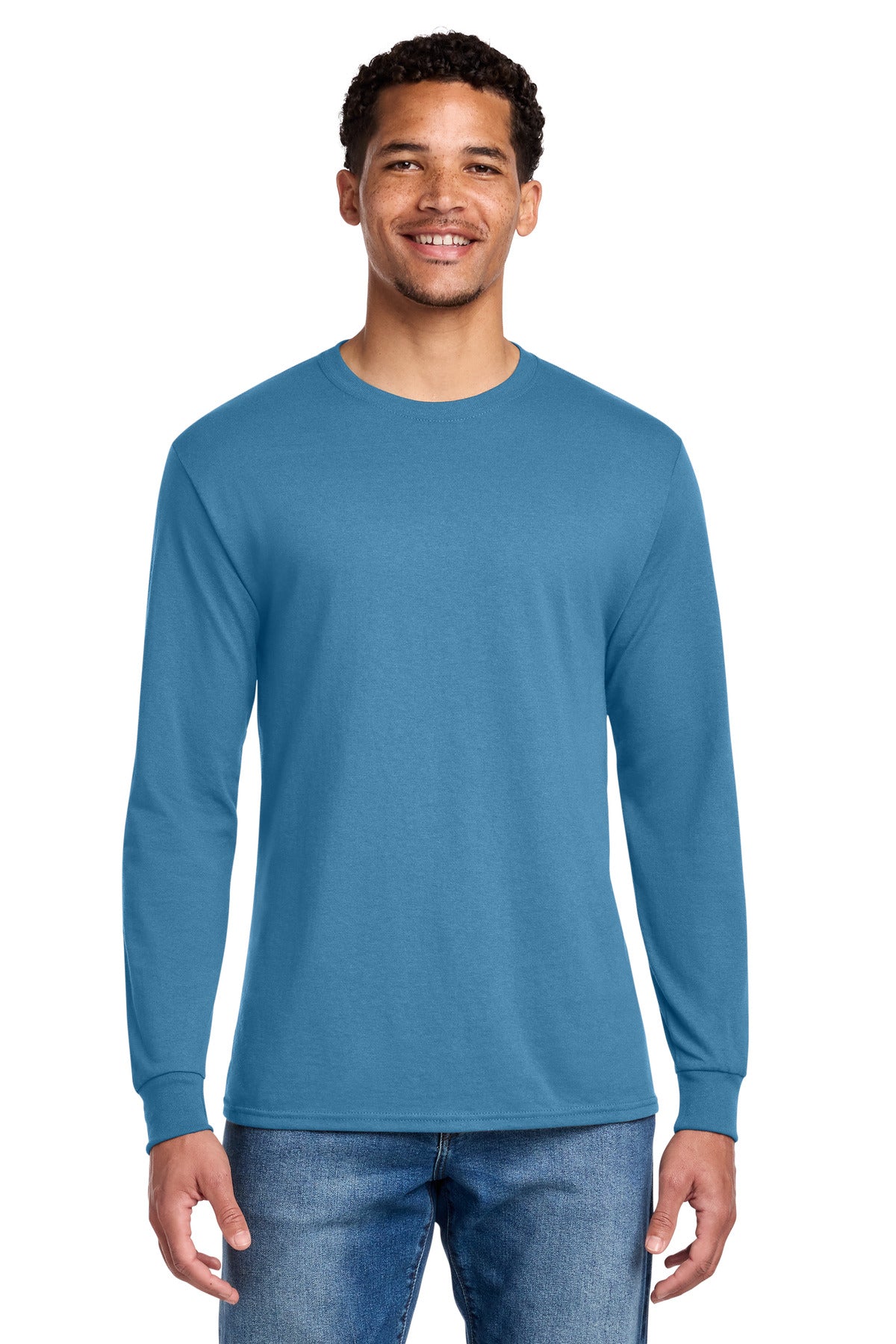 SanMar 29LS_columbiablue_model_front.jpg