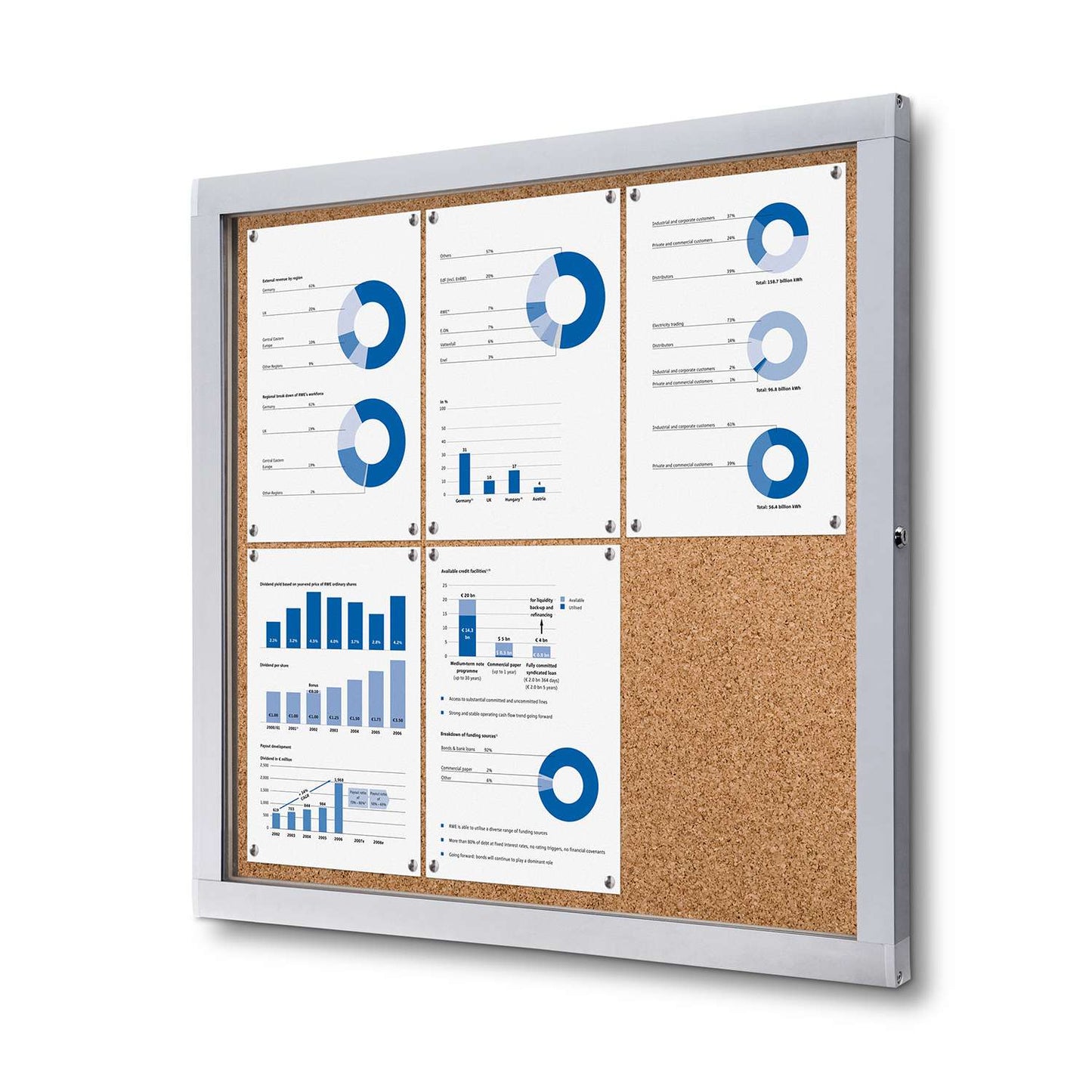 29"W x 28"H Cork Indoor Enclosed Bulletin Board Safety Corner