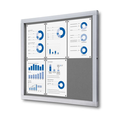 29"W x 28"H Felt Enclosed Bulletin Board Grey