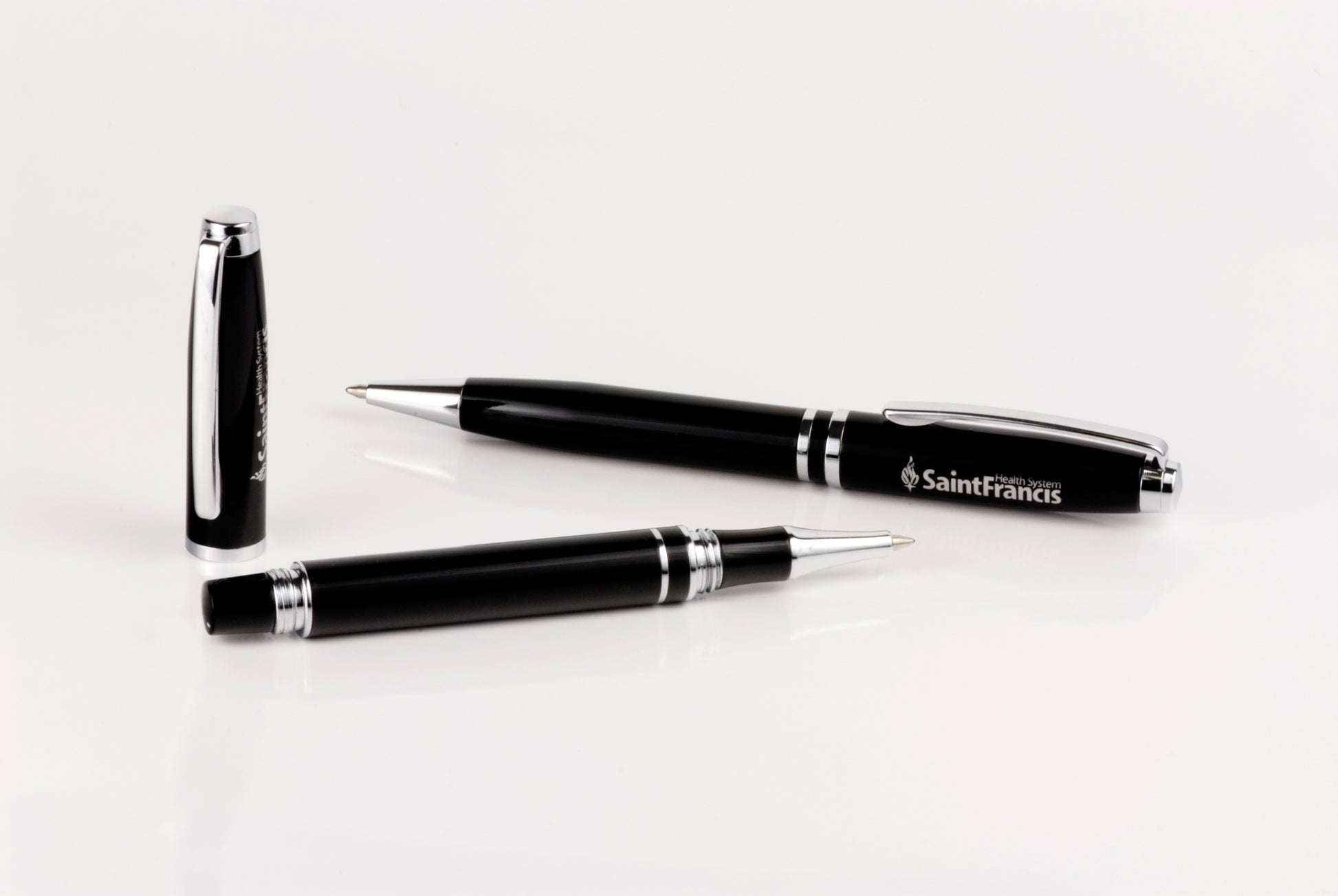 Ispin Twist Action Ballpoint Pen & Screw Off Cap Rollerball Set