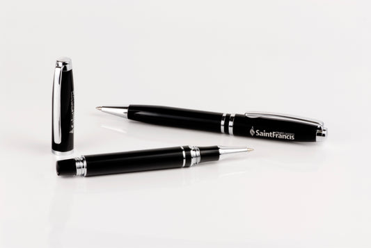 Ispin Twist Action Ballpoint Pen & Screw Off Cap Rollerball Set