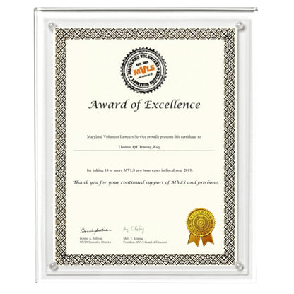 Certificate Holder - Clear on Clear - 8 1/2" x 11" Insert