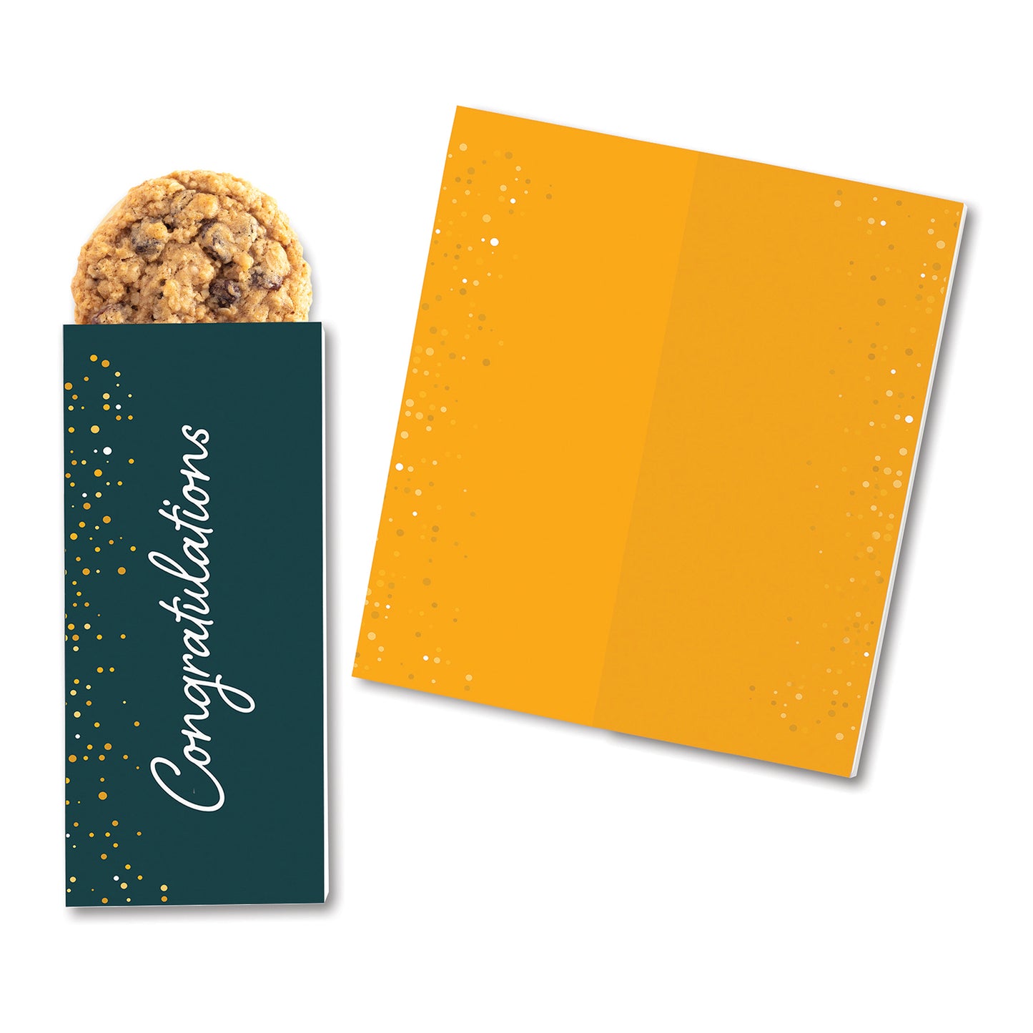 One Color Foil-Stamped Stock Congratulations Sweeter Cards with Oatmeal Raisin Cookies