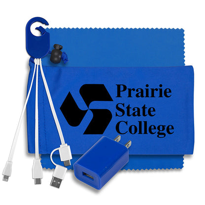 "Pacifica " Mobile Tech Wall Charging Kit in Microfiber Cinch Pouch