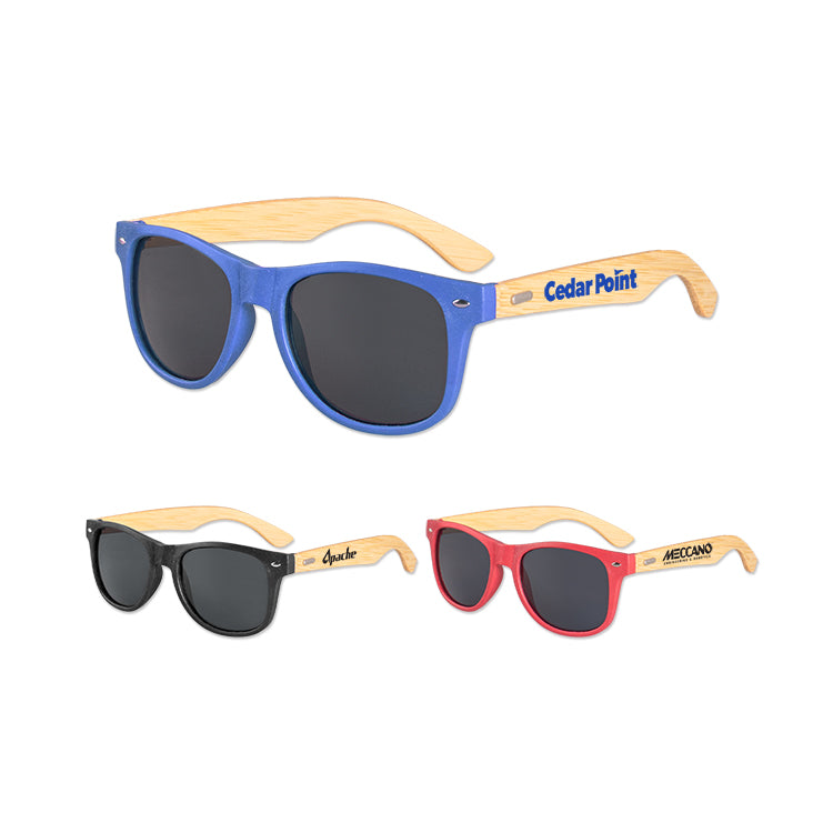 Black Wheat Straw Frame Iconic Bamboo Arm Sunglasses