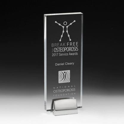 Rectangle Award w/ Chrome Base (3 1/2" x 9" x 3/4") - Laser Engraved