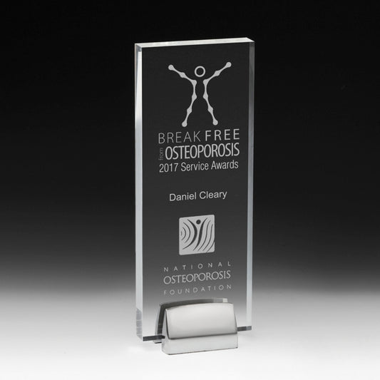 Rectangle Award w/ Chrome Base (3 1/2" x 9" x 3/4") - Laser Engraved