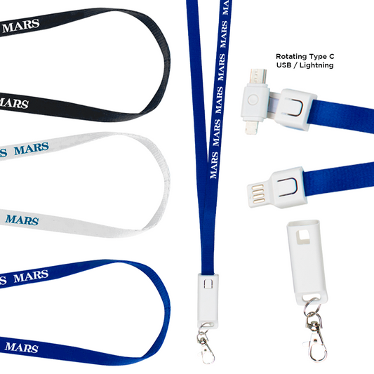Black 3-In-1 Usb Charging Cable Lanyard