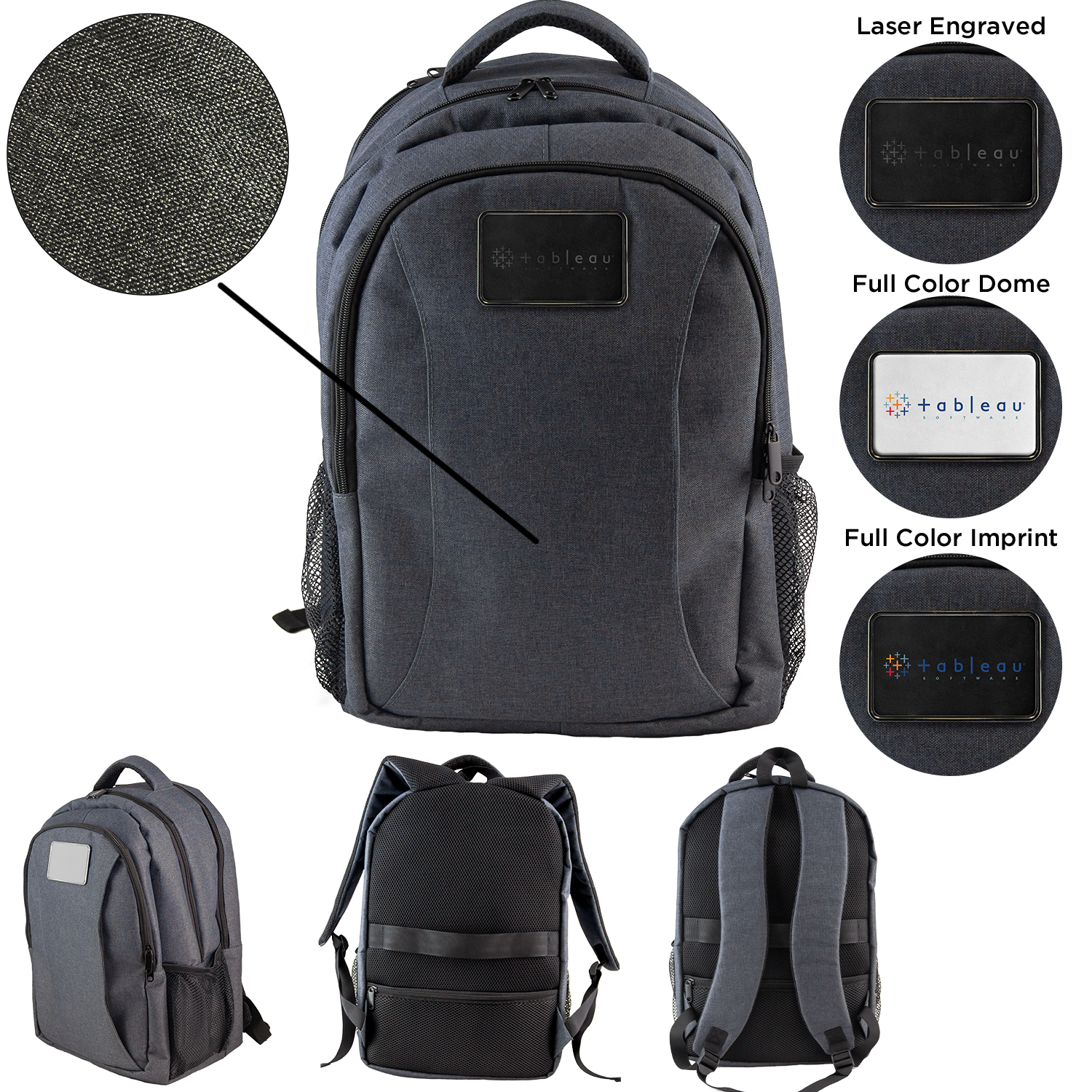 Grey 3 Zippers Large Storage Backpack