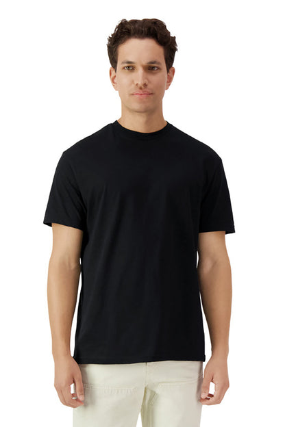 Front View of Black Gildan Light Cotton Tee 3000  - XS