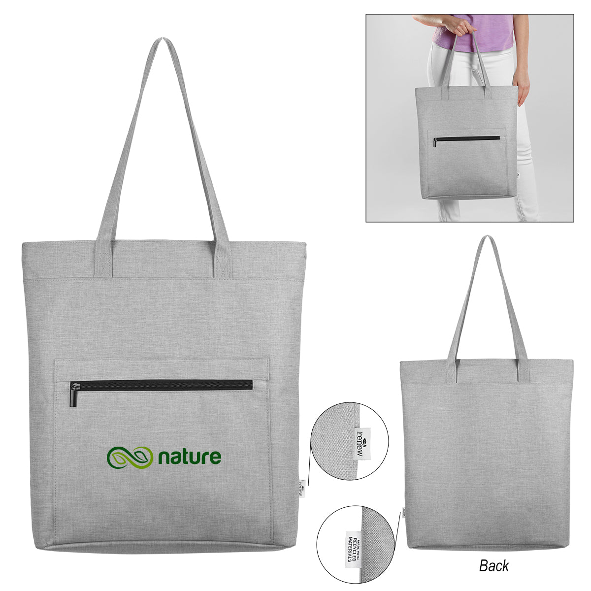 GRAY Habitat rPET Heathered Tote Bag