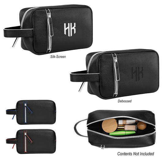 BLACK WITH RED Glen Leatherette Toiletry Bag