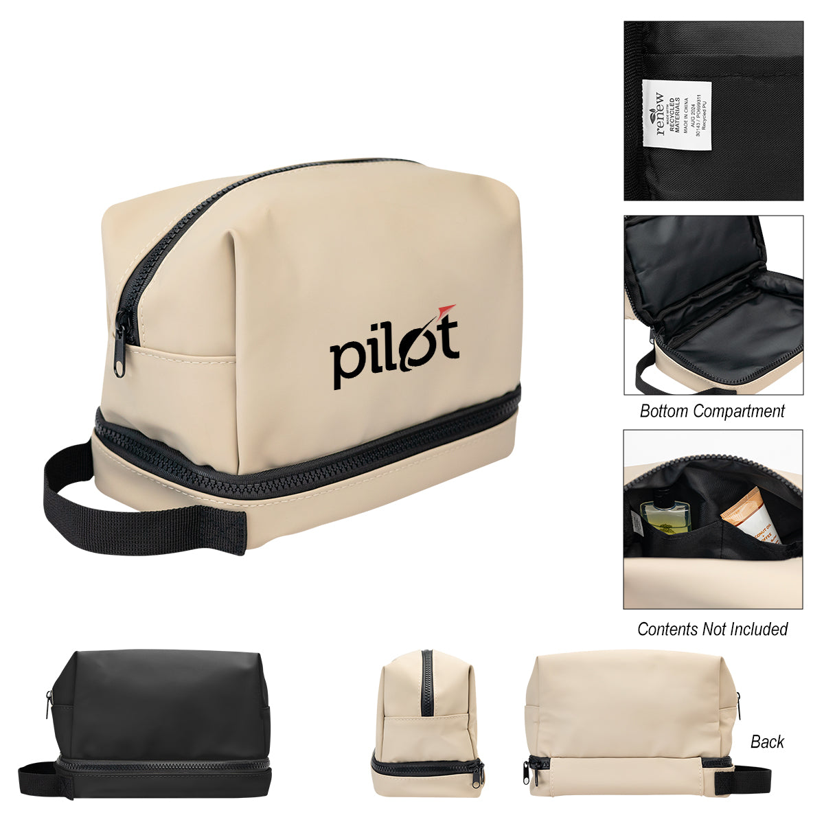 BEIGE Hudson Recycled Leatherette Cosmetic Bag