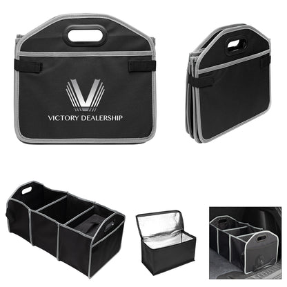 BLACK WITH GRAY Trunk Organizer With Cooler Bag