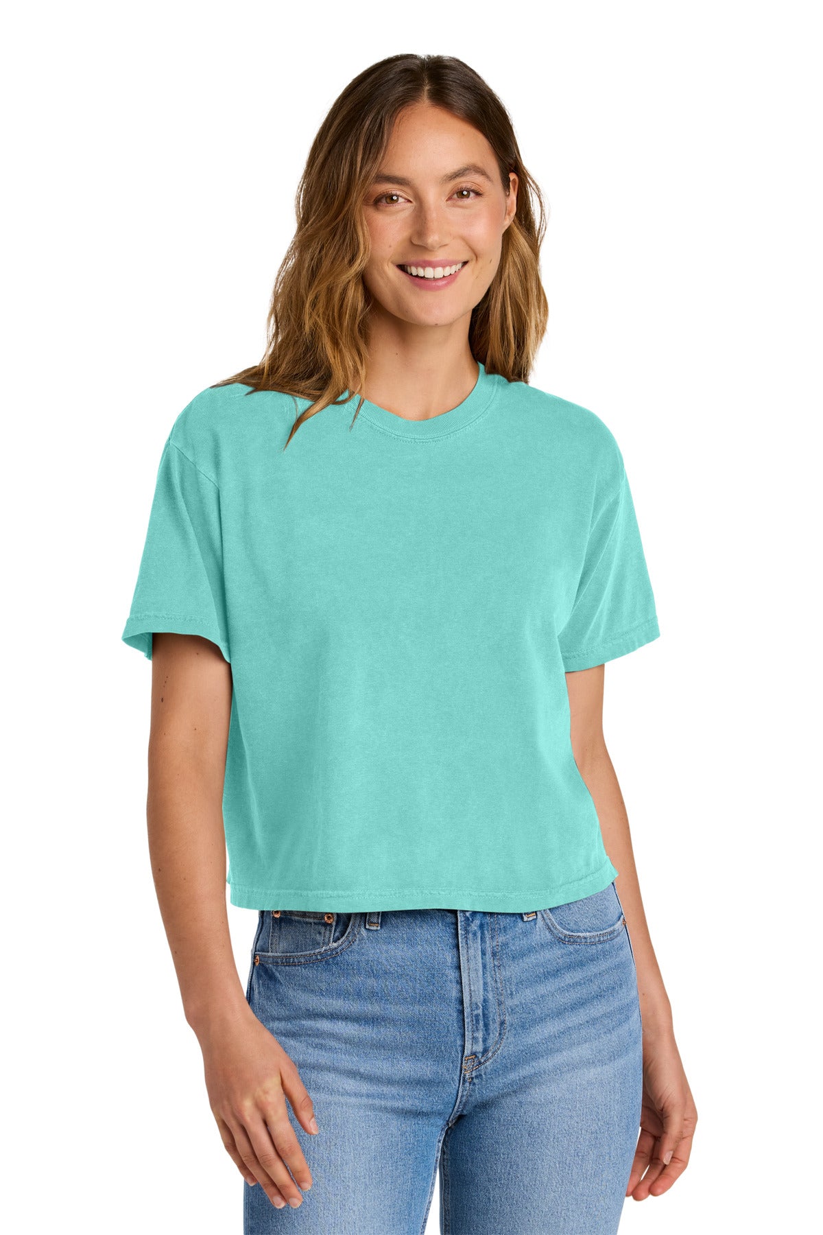 Front View of ChalkyMint Comfort Colors Women's Heavyweight Boxy Tee 3023CL  - S