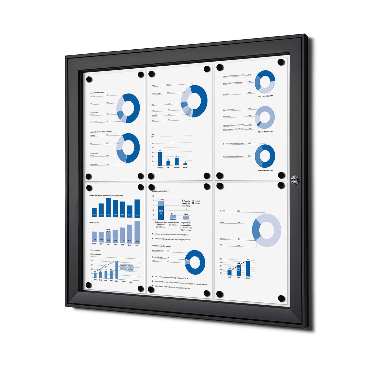 30"W x 28"H Indoor Enclosed Bulletin Board Black
