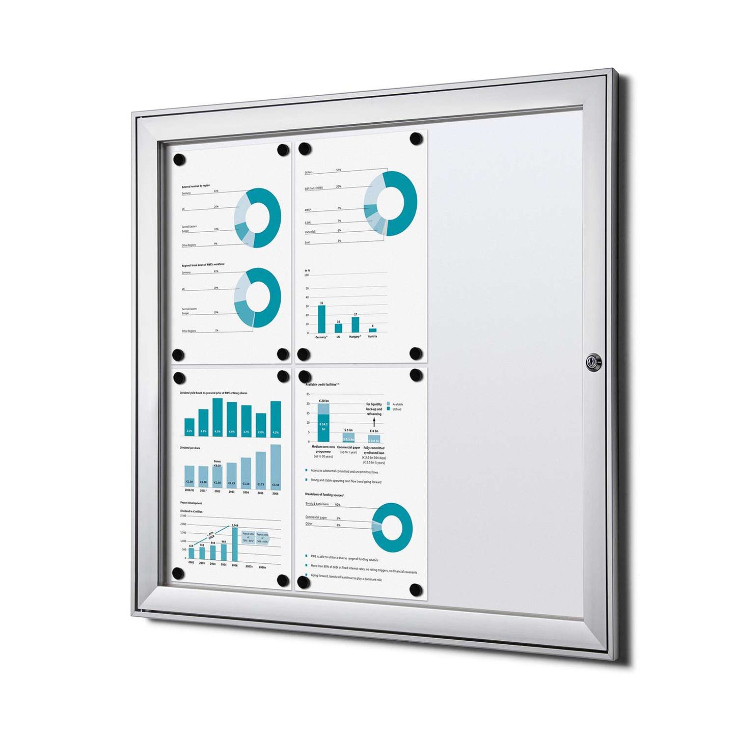 30"W x 28"H Indoor Enclosed Bulletin Board Silver FR