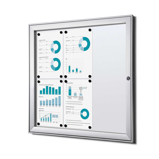 30"W x 28"H Indoor Enclosed Bulletin Board Silver FR