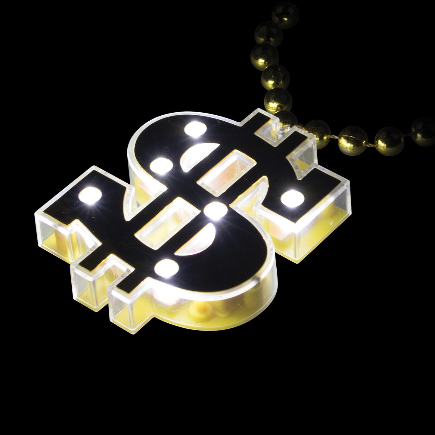 Gold Dollar Sign Light Up Necklace
