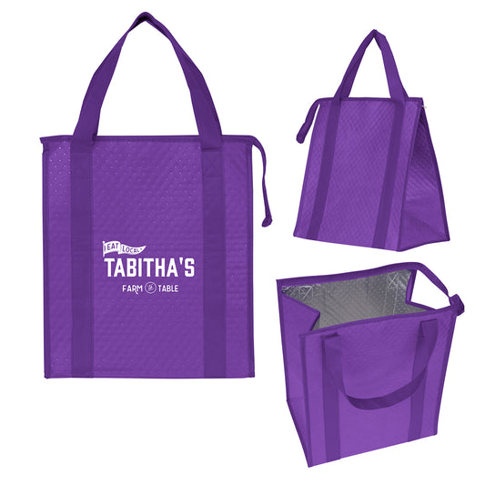VIOLET BLUE Dimpled Non-Woven Cooler Tote Bag